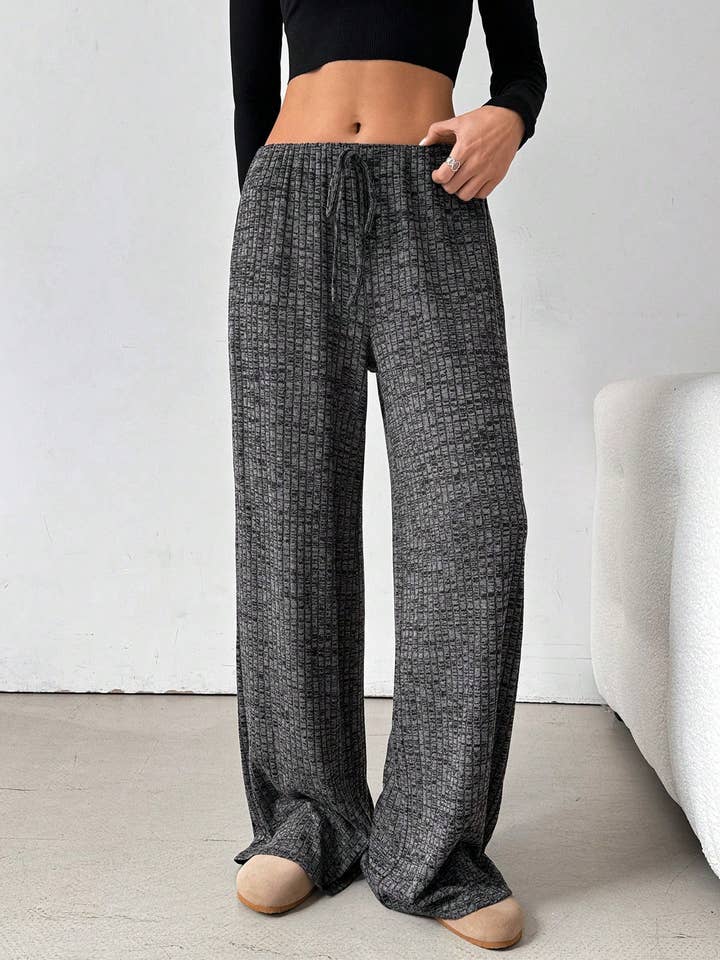 Rosa Clothing - Wholesale Pants - Women's - Casual Striped Elastic Drawstring Straight-Leg Pants