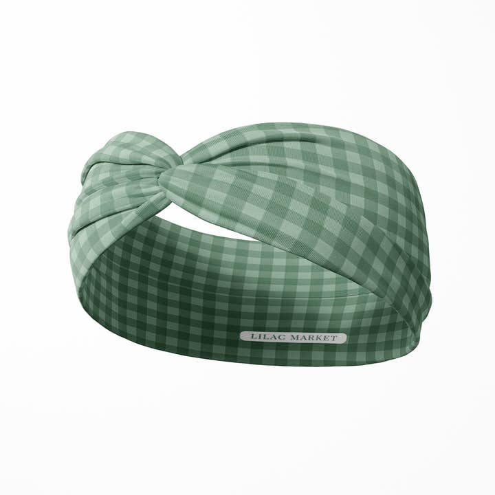 Simply Gingham in Sage for wholesale by Lilac Market Headbands