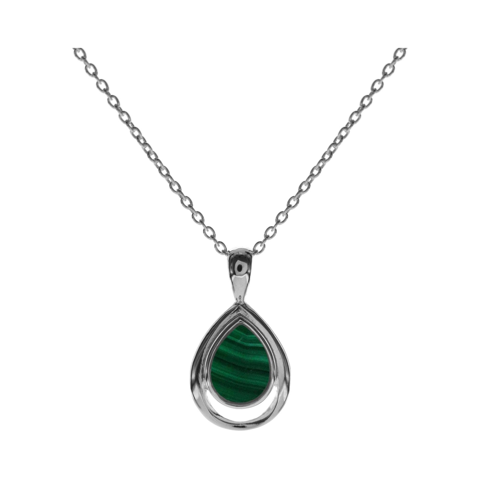 Kali Ma Designs - Sterling Silver Jewellery – wholesale Pendant/charm necklace – Lola teardrop malachite with silver surround necklace1