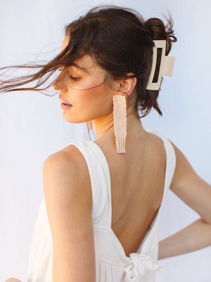 Drift Handbeaded Vanilla Dangle Earrings for wholesale by Casa Clara