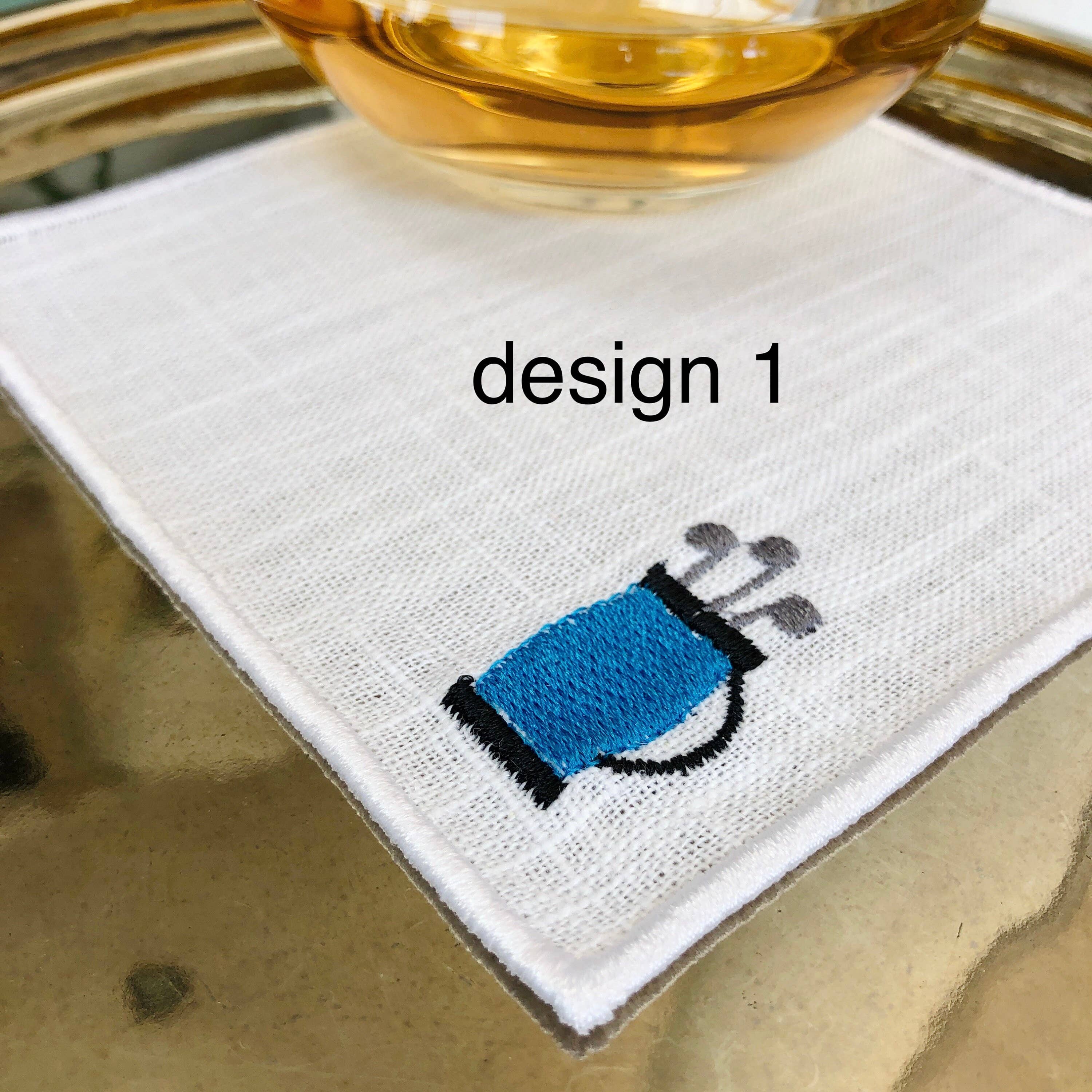 Belle Linen - Vendita all'ingrosso Tovaglioli da tavola in stoffa - Set di 4 tovaglioli da cocktail ricamati regalo per golfisti2