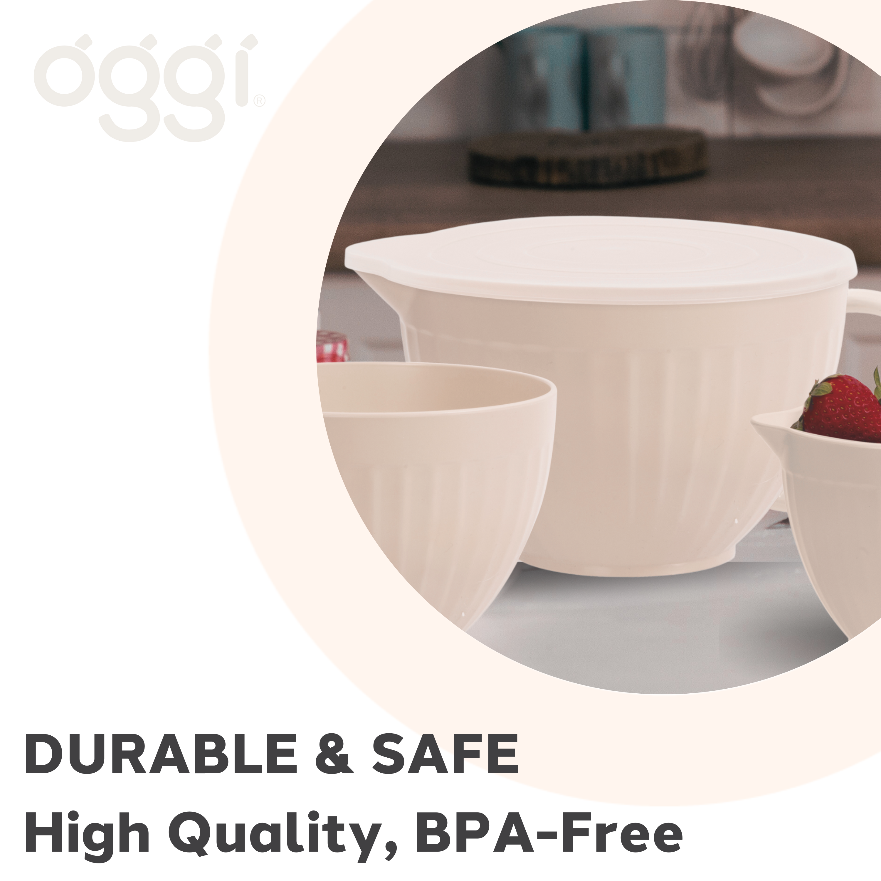 Oggi - Vente Bol mélangeur - Ensemble de 3 bols à mélanger avec bec verseur - 0,5, 1, 2 Qt4