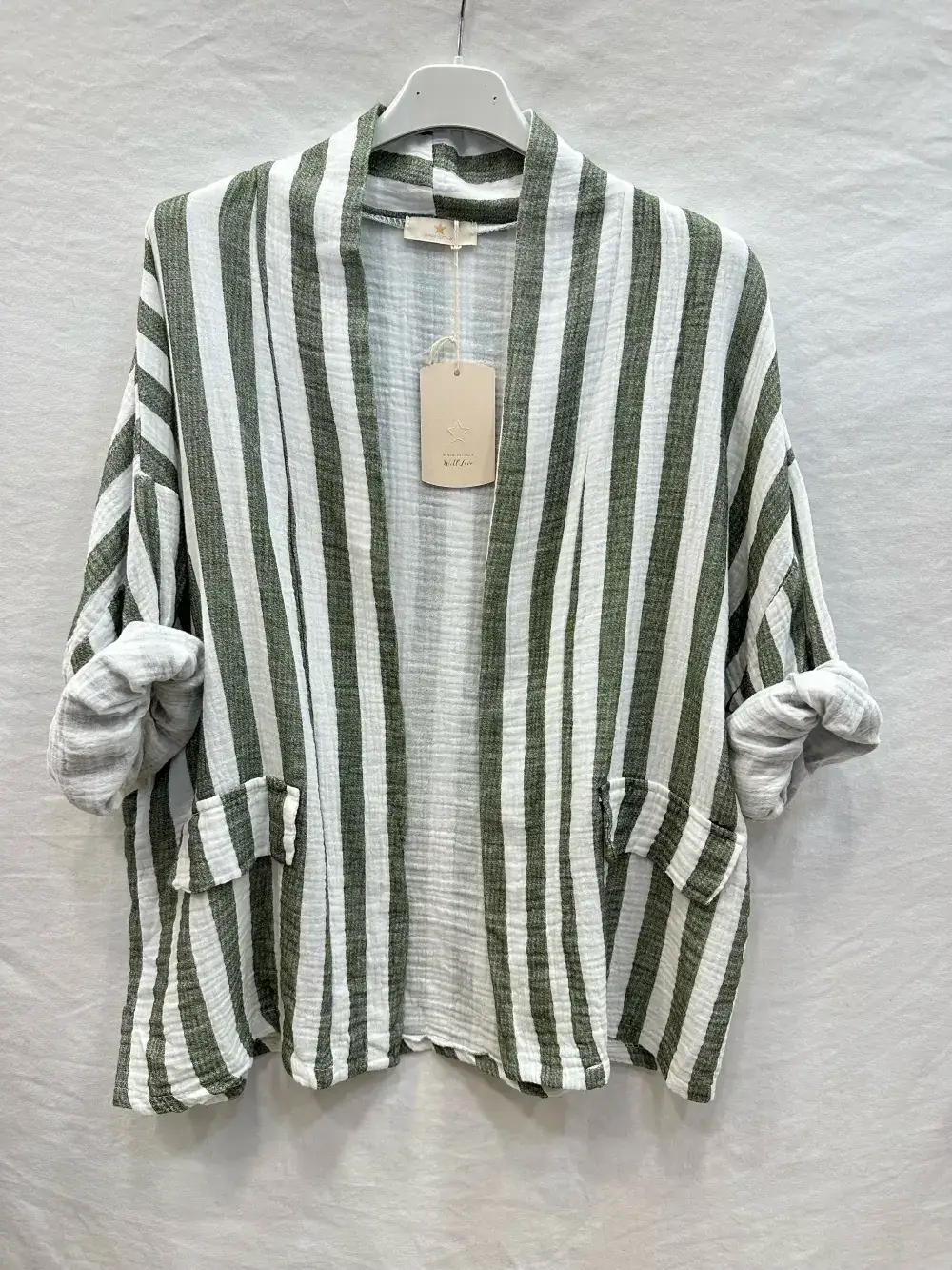 Mimi & Gogo - Vente Veste sans manches – femme - Gilet En Gaze De Coton à rayures @5022_GiGazeRaye5