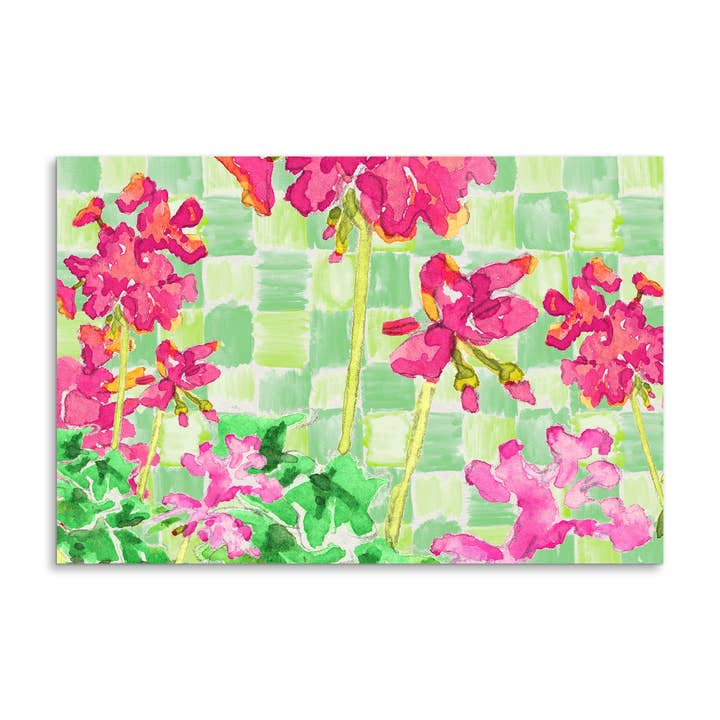 French Graffiti – Engroshandel Engangdækkeserviet – Pink pelargonier med grøn kontrol papir dækkeservietter1