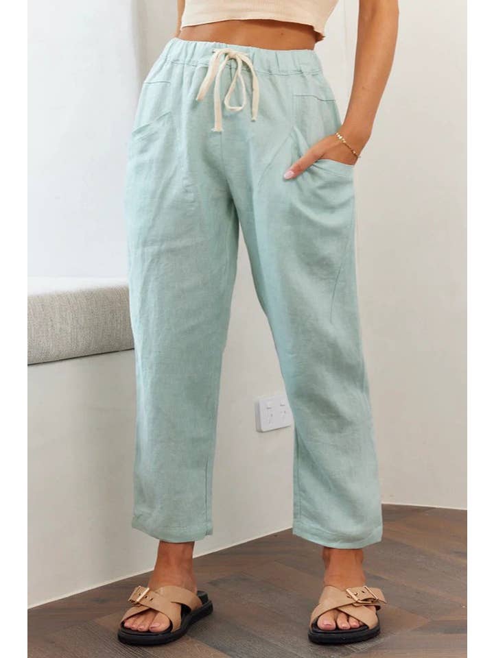 Sweetkama - Wholesale Pants - Women's - Solid Color Linen Casual Fit Ladies Pants SKP0111