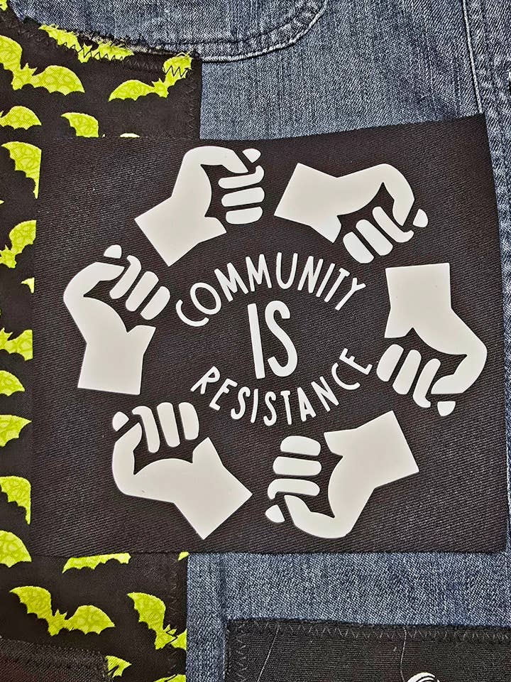 Community Is Resistance Cloth Sew On Patch for wholesale by Femmearchist
