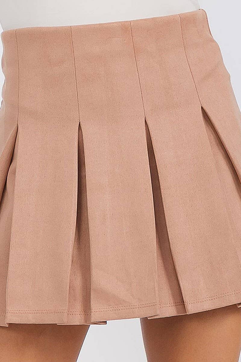 ROUSSEAU – wholesale Kjol - Dam – Sammet elastisk midja veckad utsvängd minikjol24