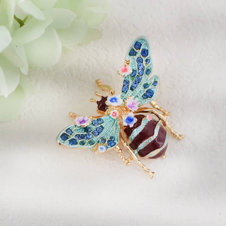 AK Brand – wholesale Brooch – Bee Brooch Pin Rhinestone Insect Flower Jewelry7