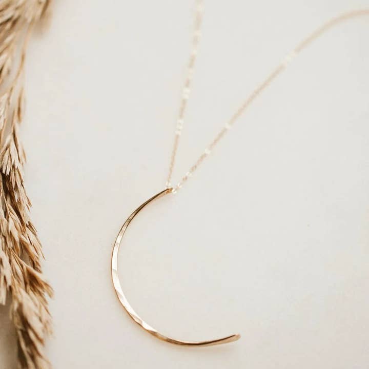 Hello Adorn - Wholesale Pendant/Charm Necklace - New Moon Pendant | 14kt Gold Fill + Sterling Silver