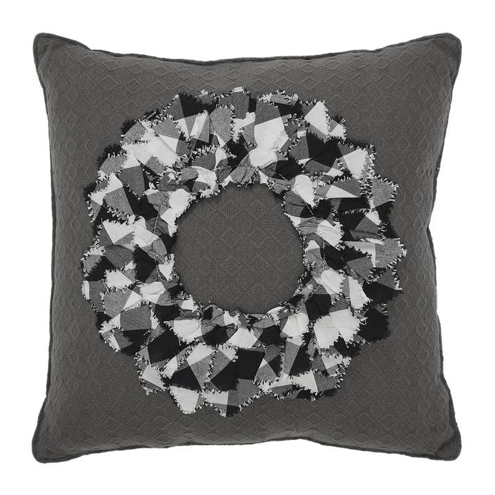 VHC Brands - Wholesale Throw/Decorative Pillow - Finders Keepers Fabric Wreath Pillow 14x141