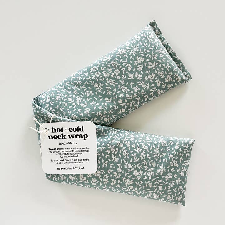 Hot & Cold Therapy Neck Wrap - Cottage Green Floral for wholesale by The Bohemian Box Shop