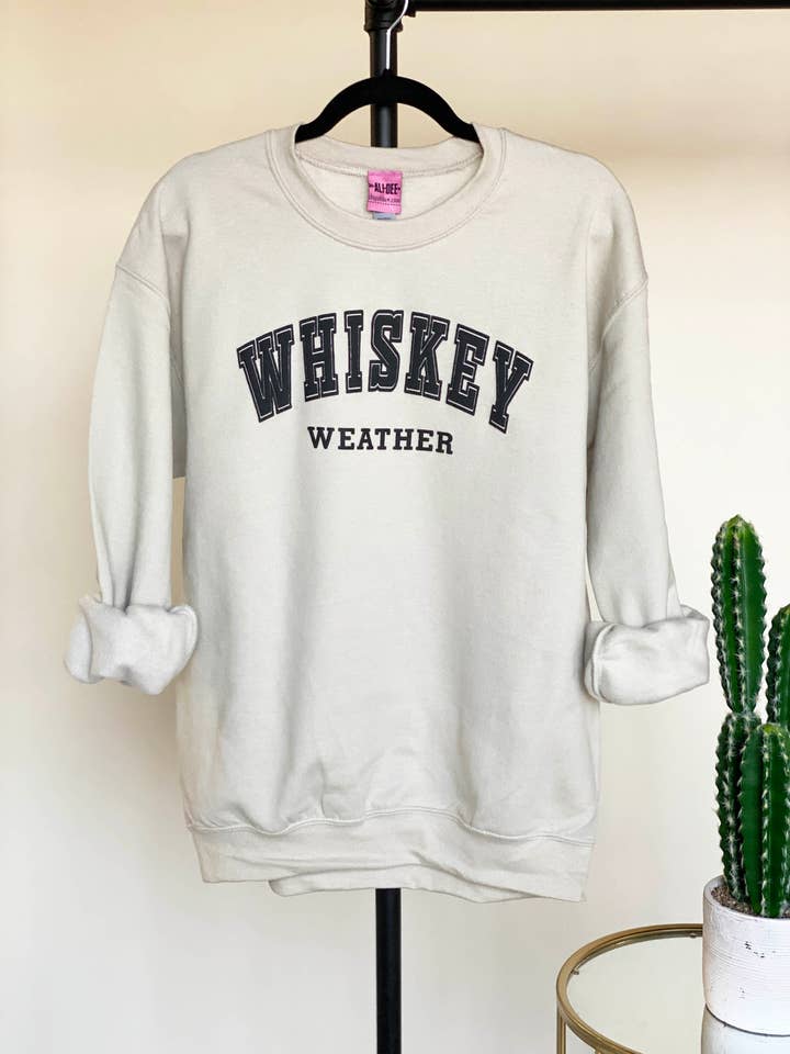 Whiskey Weather Puff Graphic Sweatshirt - Sand for wholesale by Ali Dee