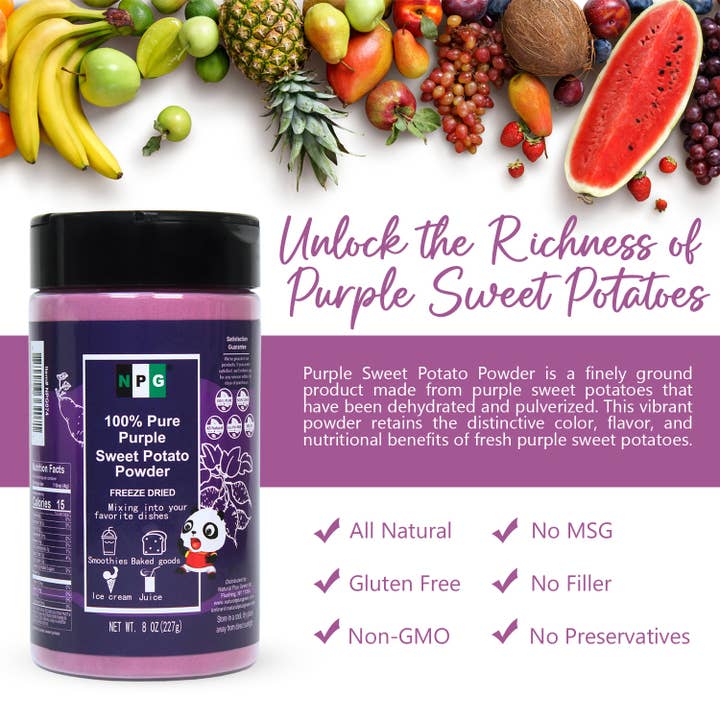 Natural Plus Green - Wholesale Protein/Superfood Powder - NPG Purple Sweet Potato Powder, Purple Yam, Taro 8 Oz5