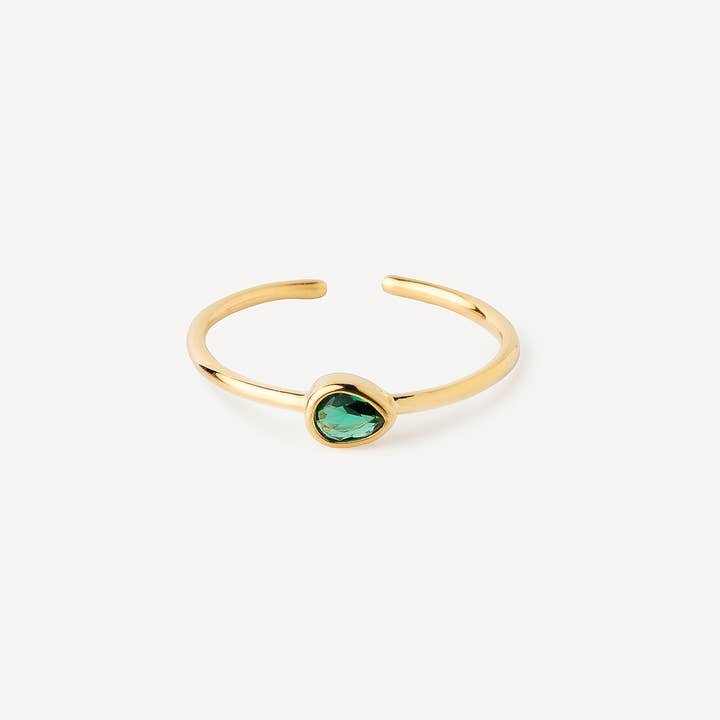 Green Drop Ring 18k gold plated for wholesale by Meora Paris