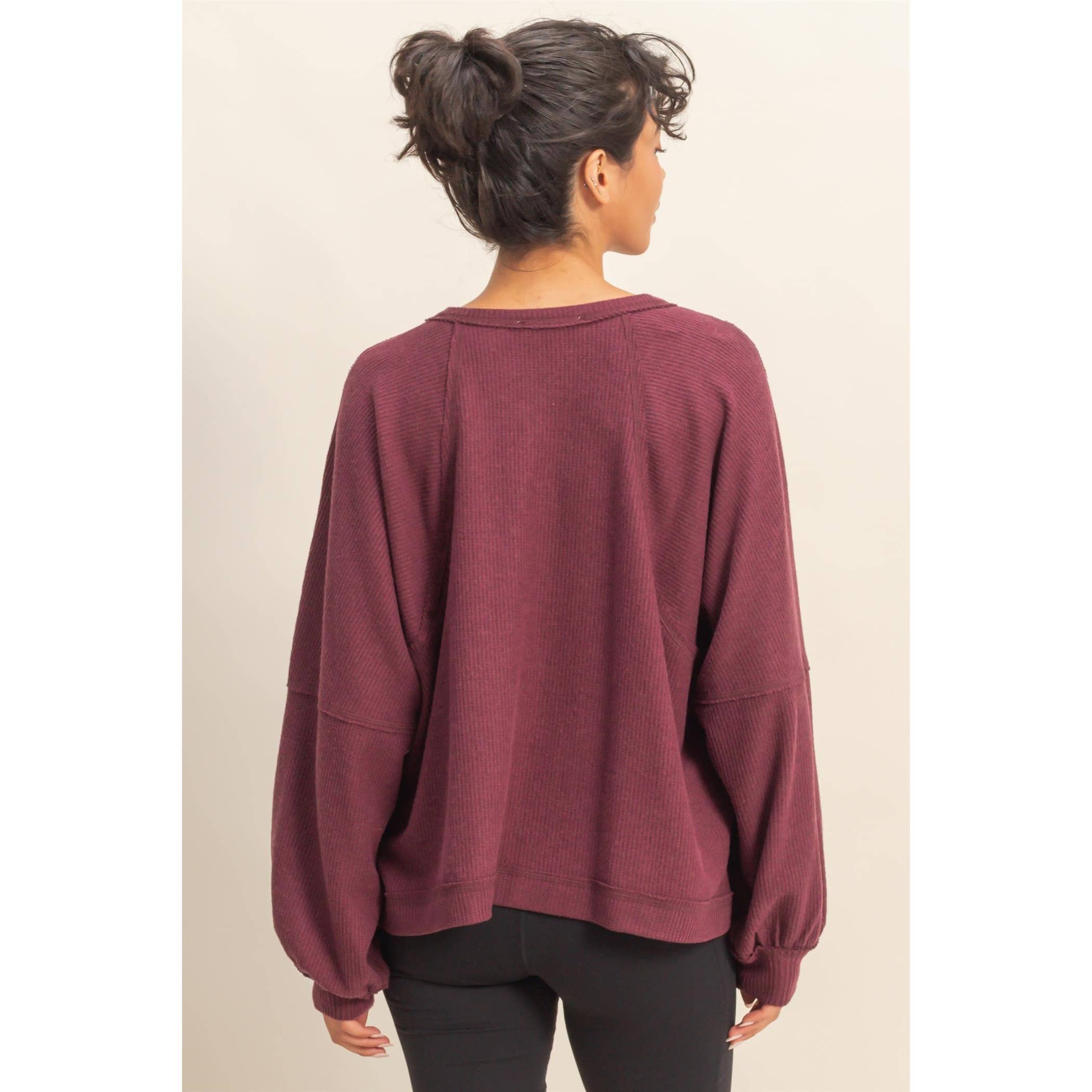 HYFVE - Vente Haut en maille – femme - Haut décontracté à manches longues en maille gaufrée brossée14