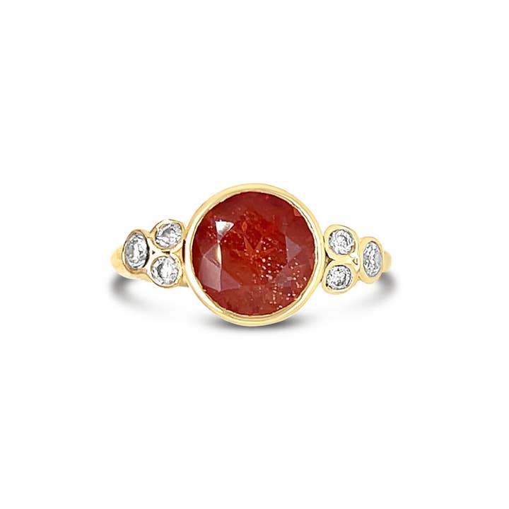 Oregon Sunstone Ring Vita Diamanter i 14k gult guld för wholesale av Emily Amey Jewelry