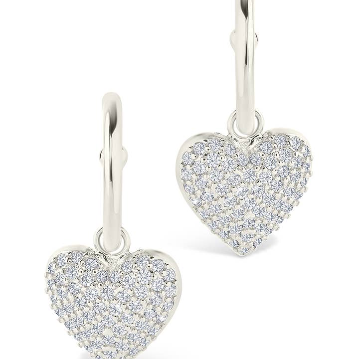 Sterling Forever - Wholesale Hoop Earrings - Disco Heart CZ Micro Hoop Earrings11
