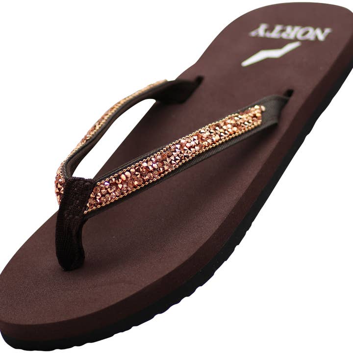 Norty Women's Everyday Sandal 41425 Brown Rhinestone for wholesale by Eastern Off Price