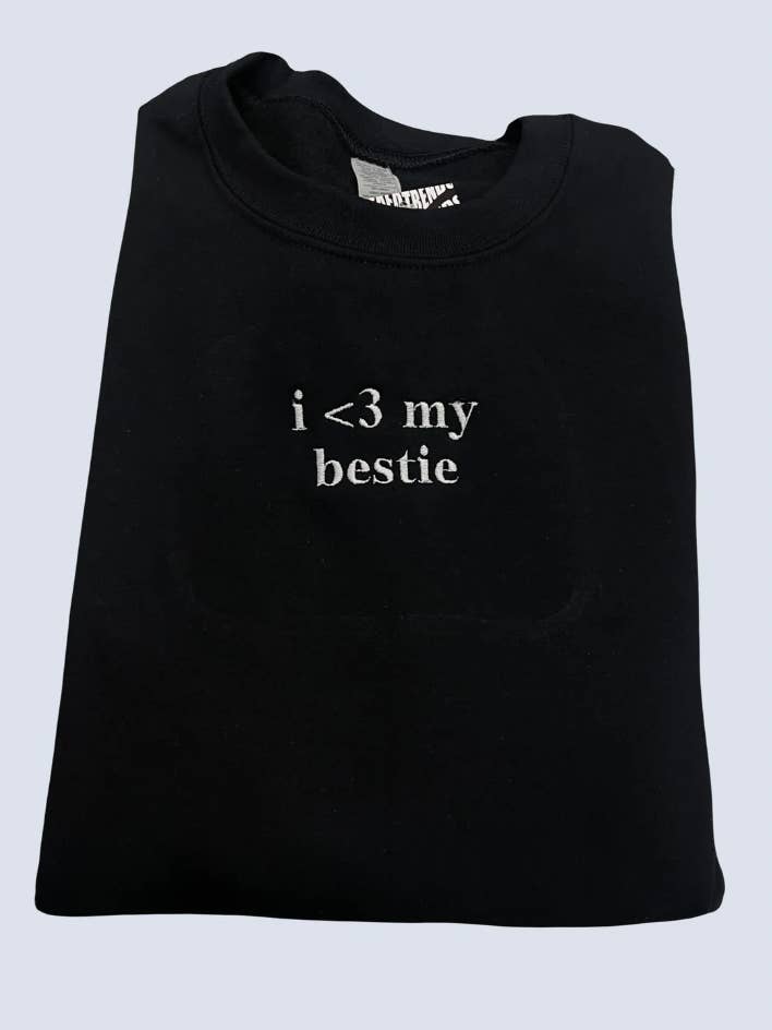 I Love My Bestie geborduurde sweatshirt/hoodie voor wholesale door BOXEDTRENDS