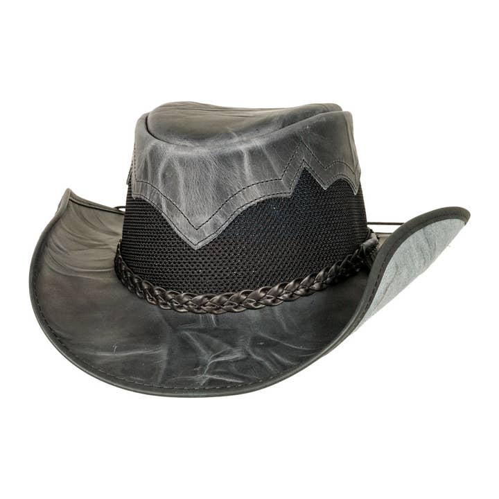 American Hat Makers - Wholesale Cowboy Hat - Unisex - Outback Leather Cowboy Hat - Style Stampede