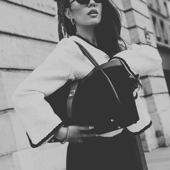 Voemièn - Wholesale Top Handle Bag - Women's - Mayfair Bag in Dark Brown Suede and Togo Leather7