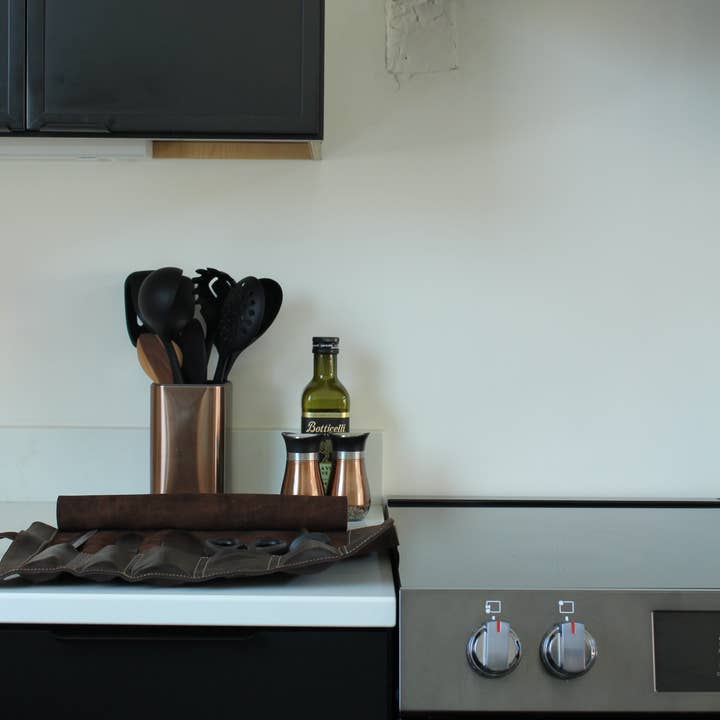 Green Leather Knife Roll for wholesale on Faire1