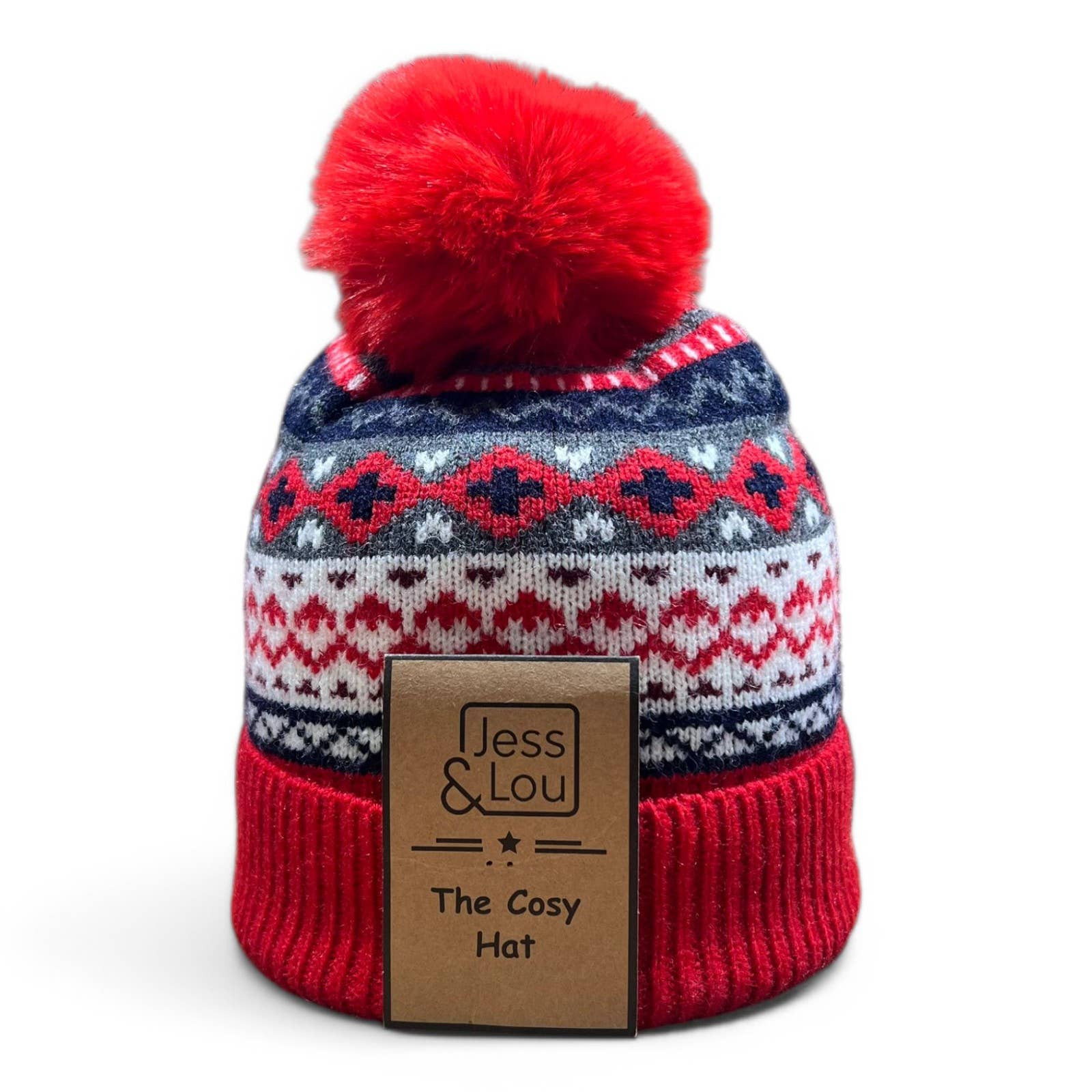 Jess & Lou - Wholesale Beanie - Uniseks - Uniseks Nordic Cosy Bobble Hat Rood HL874