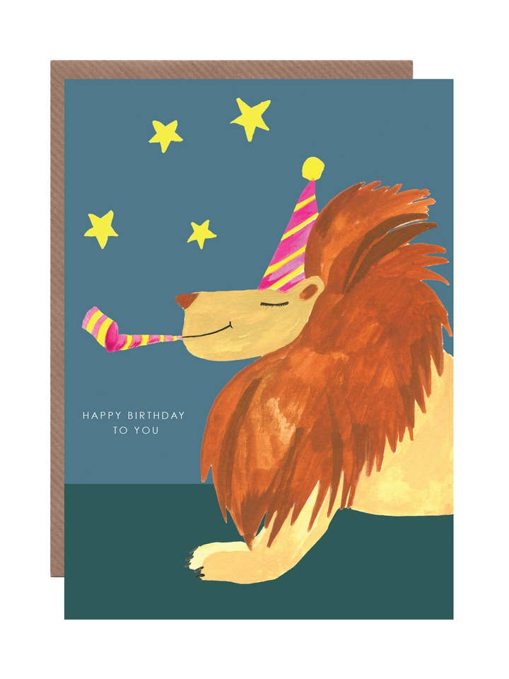 Geburtstags-Glückwunschkarte „Party Lion“ für den Großhandel von Hutch Cassidy (Greetings Cards and Paper Goods)