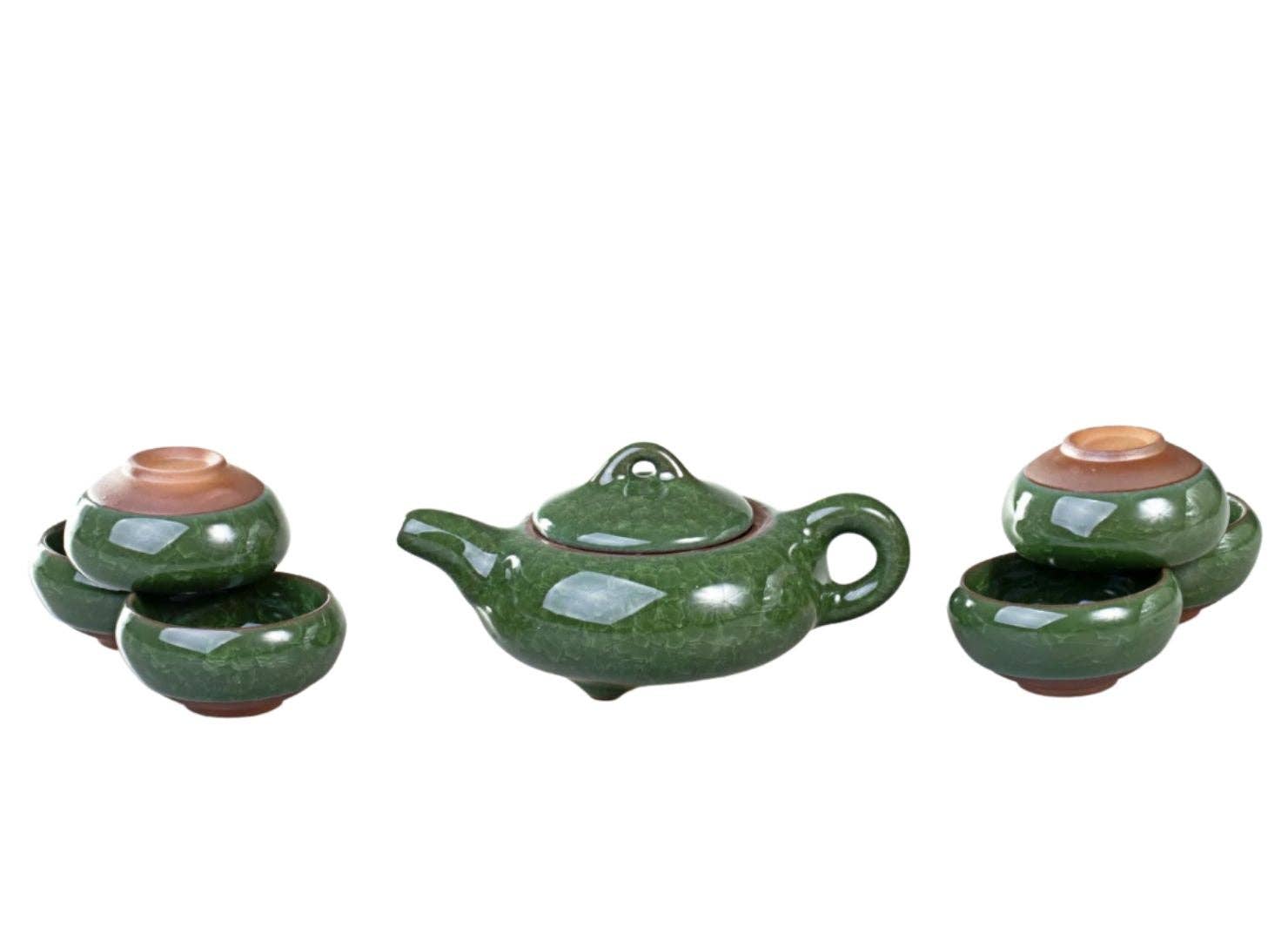 Moychay - Vendita all'ingrosso Servizi da tè - Servizio da tè # 803, ceramica/smalto «ice crack», (teiera 150 ml, 6 tazze 50 ml)0