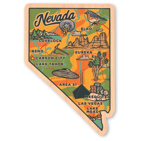 Mini Wood Sticker - Nevada Across America 2.0 for wholesale by Morris Magnets