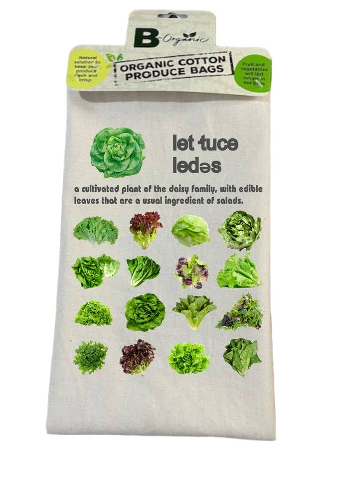 Produce Bag - Lettuce W/Words - Small - 9 1/2" x 10" for wholesale by B-Organic