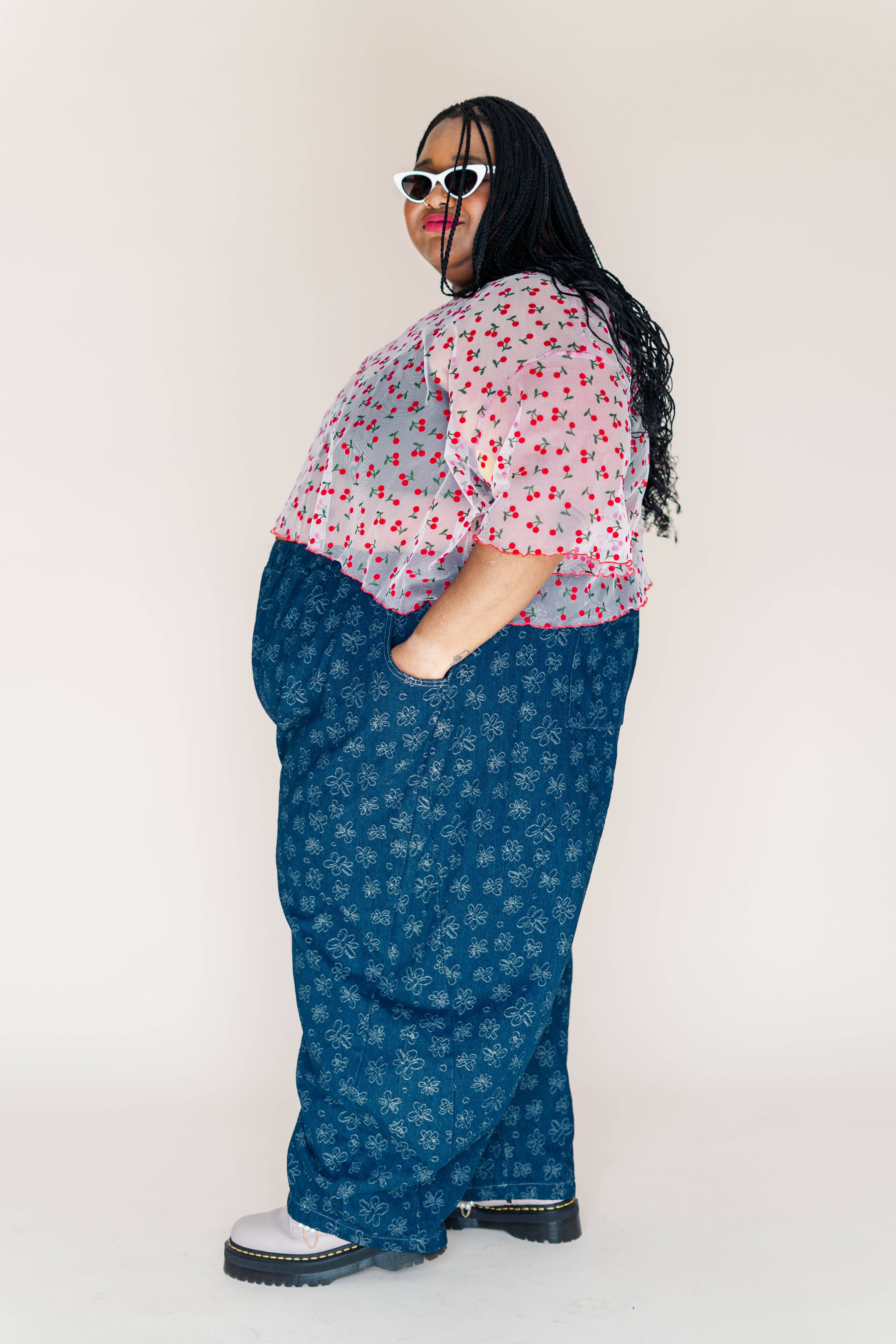 Nettle Studios - Wholesale Pants - Unisex - Size Inclusive Gender Neutral Dark Daisy Denim Balloon Pant4