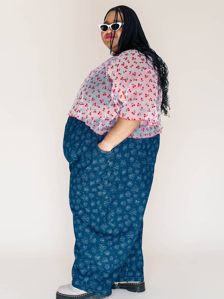 Nettle Studios - Wholesale Pants - Unisex - Size Inclusive Gender Neutral Dark Daisy Denim Balloon Pant4