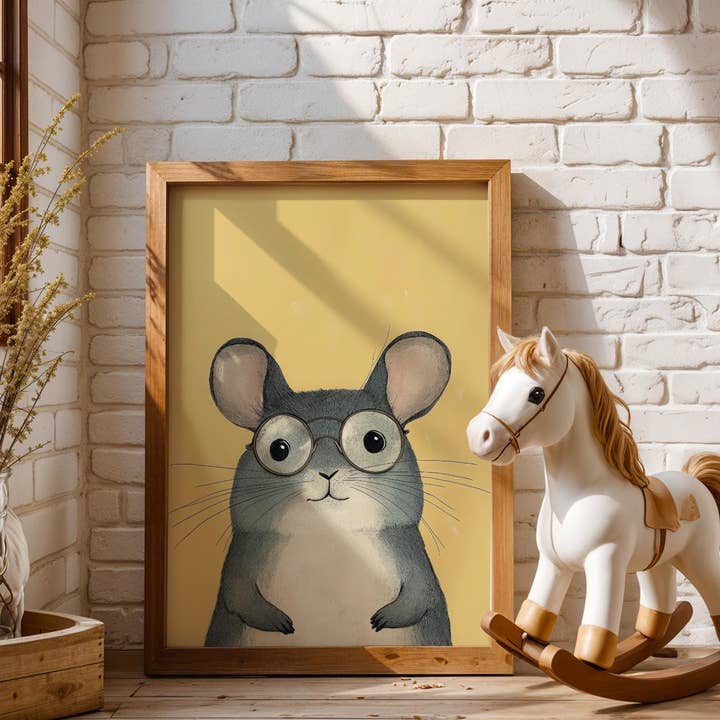 Chinchilla Aquarell | Gelber Hintergrund für den Großhandel von Artsriver