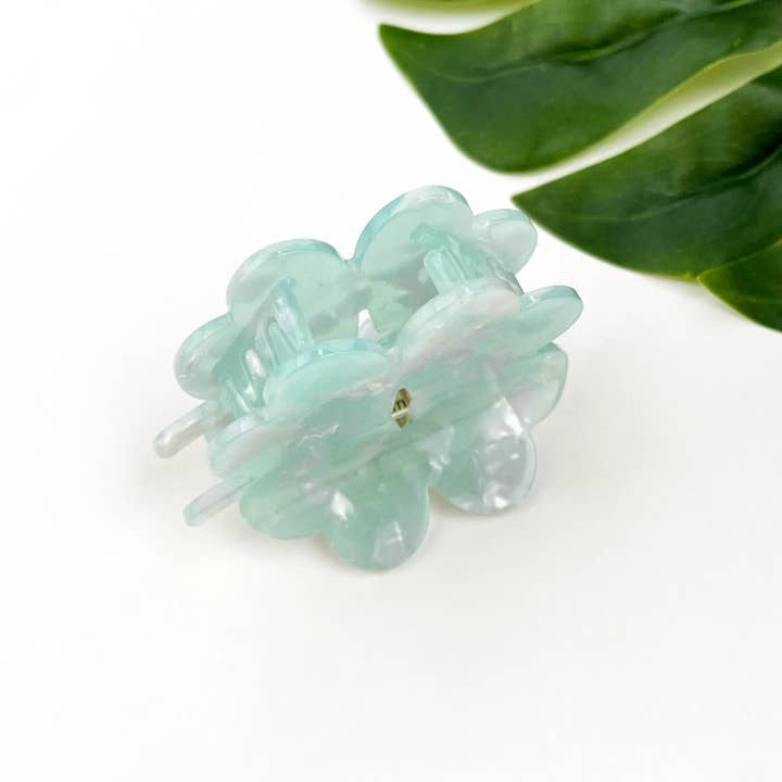 Green Clover Acetate Hair Claw Clip, Lucky Flower Hair Clip for wholesale on Faire4