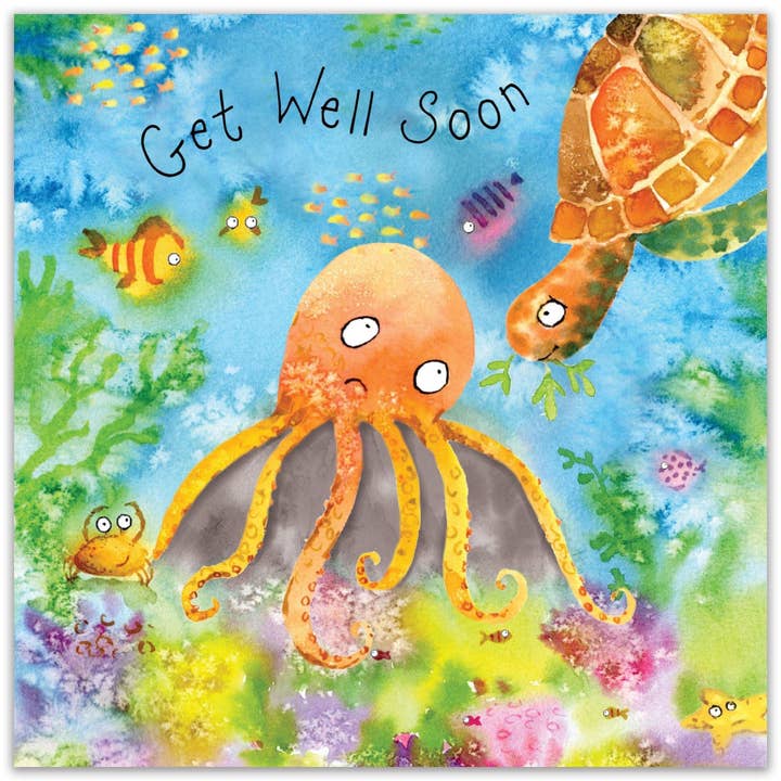 Twizler Ltd - Vente Carte de bon rétablissement - Carte Get Well Soon Octopus1