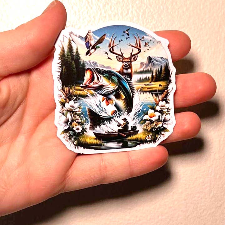 Pesce & Fiume - Adesivo/Magnete Caccia & Pesca per la vendita all'ingrosso da parte di Oily Graphic Creations