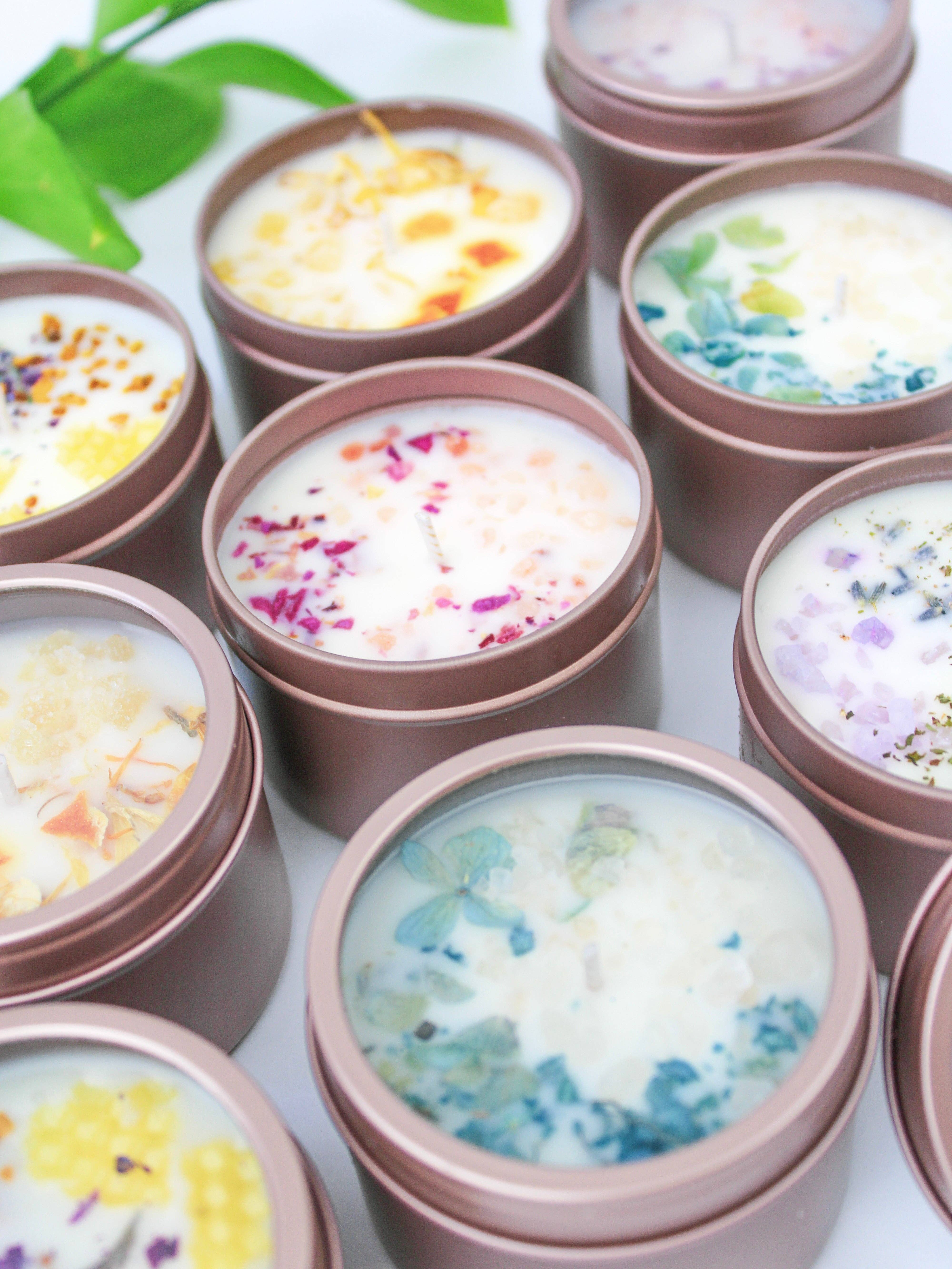 Ash & Rose - Wholesale Jar/Filled Candle - Unlabeled 4 oz Botanical Soy Wax Candles - Party Favors, Wedding, Birthday, Bulk Gifts, White Label, Customizable, Handmade11