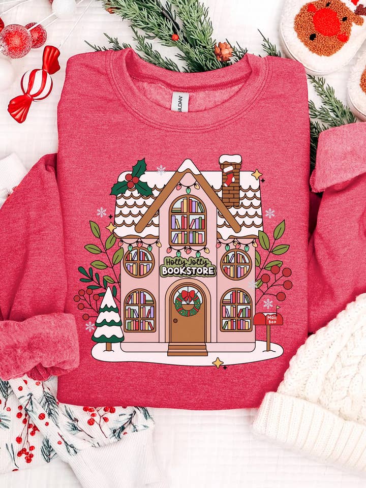 Sudadera Roja de la Librería Holly Jolly | Navidad para venta al por mayor de Curly Tailed Designs