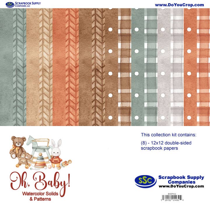 Oh, Baby! 12 x 12 Scrapbook Paper Solids & Patterns Kit by SSC Designs - 3 Kits for wholesale by SSC Wholesale