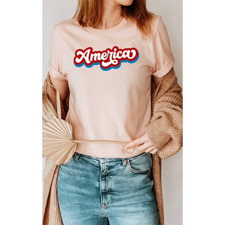 Retro America Patriotic 4th of July Graphic Tee for wholesale by Select Apparel