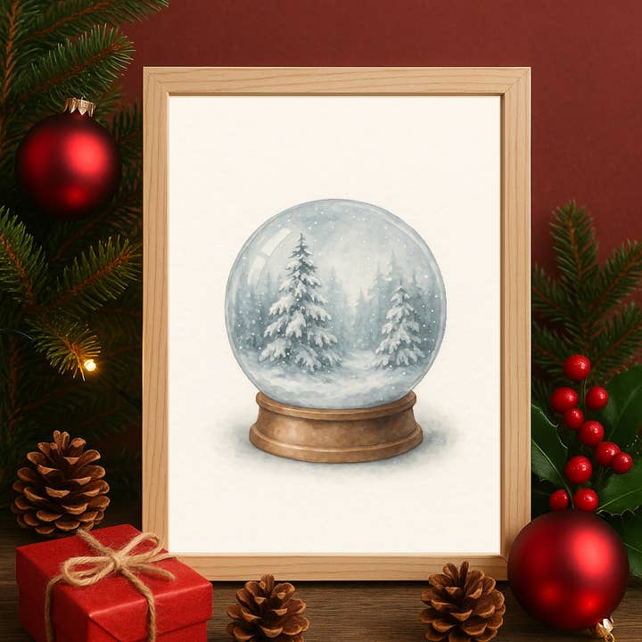 Snow Globe Winter Forest Wall Art – Cosy Christmas Holiday Print for wholesale by WinsterCreations™