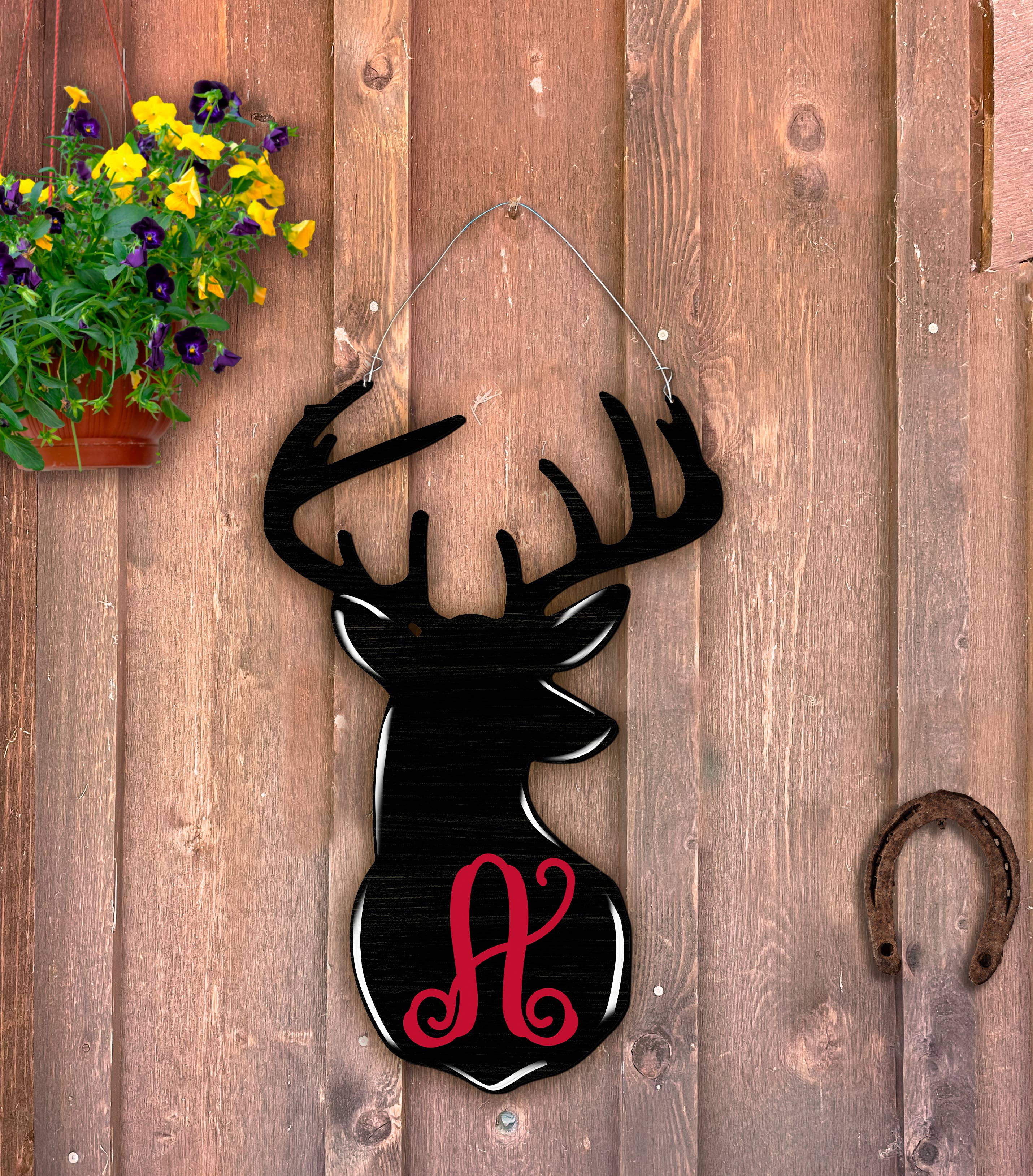 Steel Southern Designs - Wholesale Door Hanger - Deer Head Initial Door Hanger0