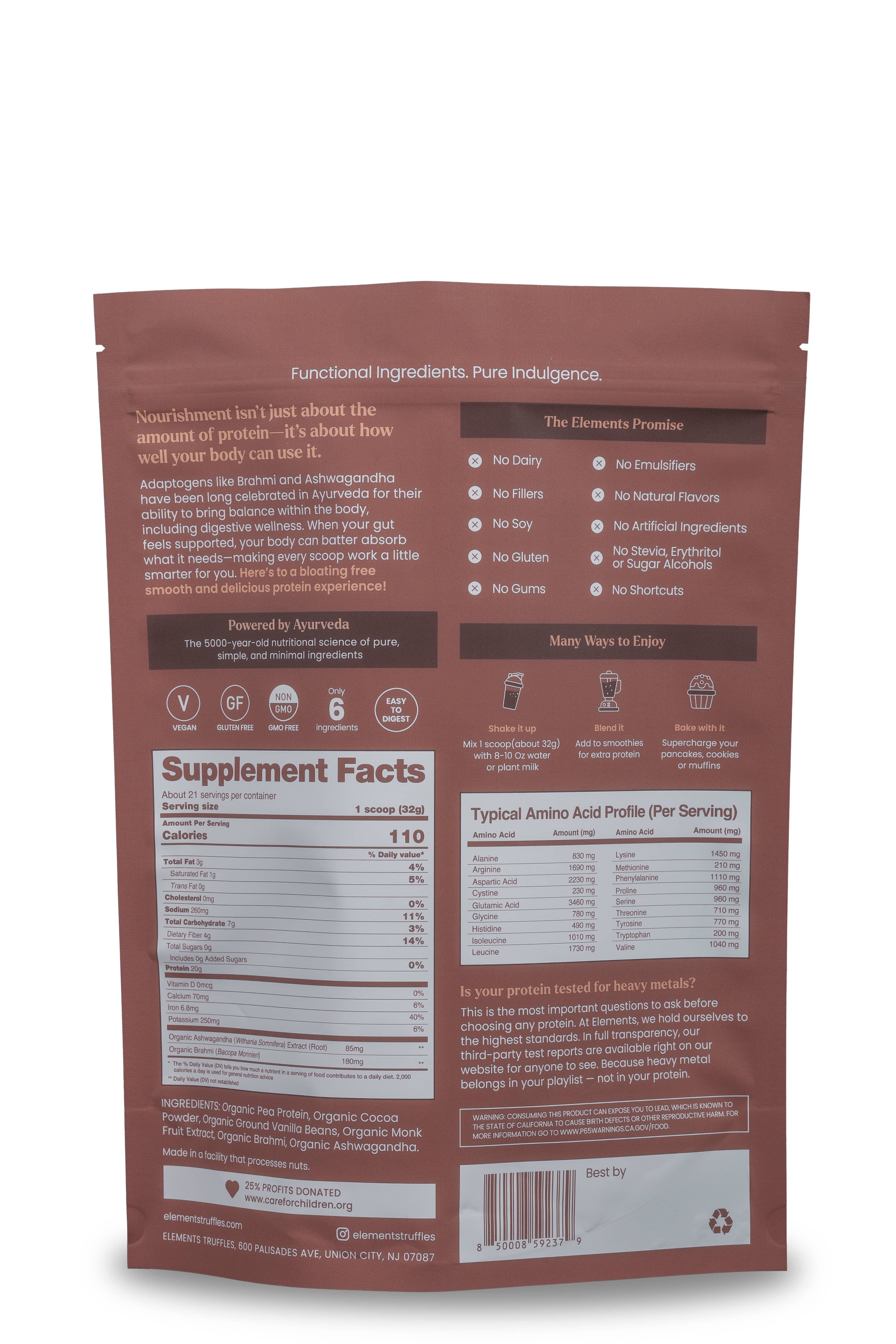 Elements Truffles – Großhandel Protein-/Superfood-Pulver – Pflanzenbasiertes Proteinpulver: Schokolade (21 Portionen)1