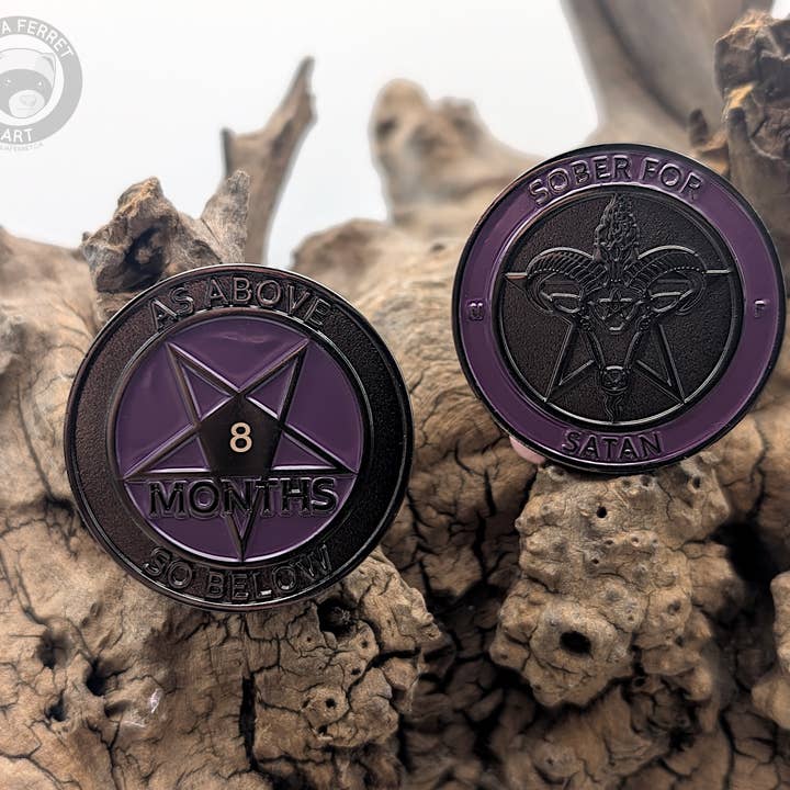 FICHA DE SOBRIEDAD SOBRIO PARA SATANÁS - 8 MESES para venta al por mayor de Ninja Ferret Art