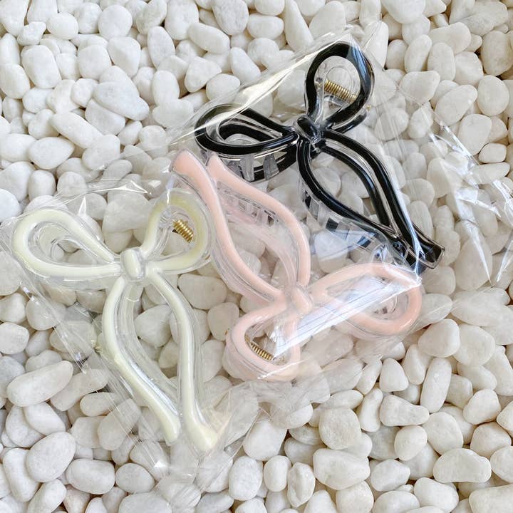 Pink Annie Bow Hair Claw Set Of 3 for wholesale on Faire4