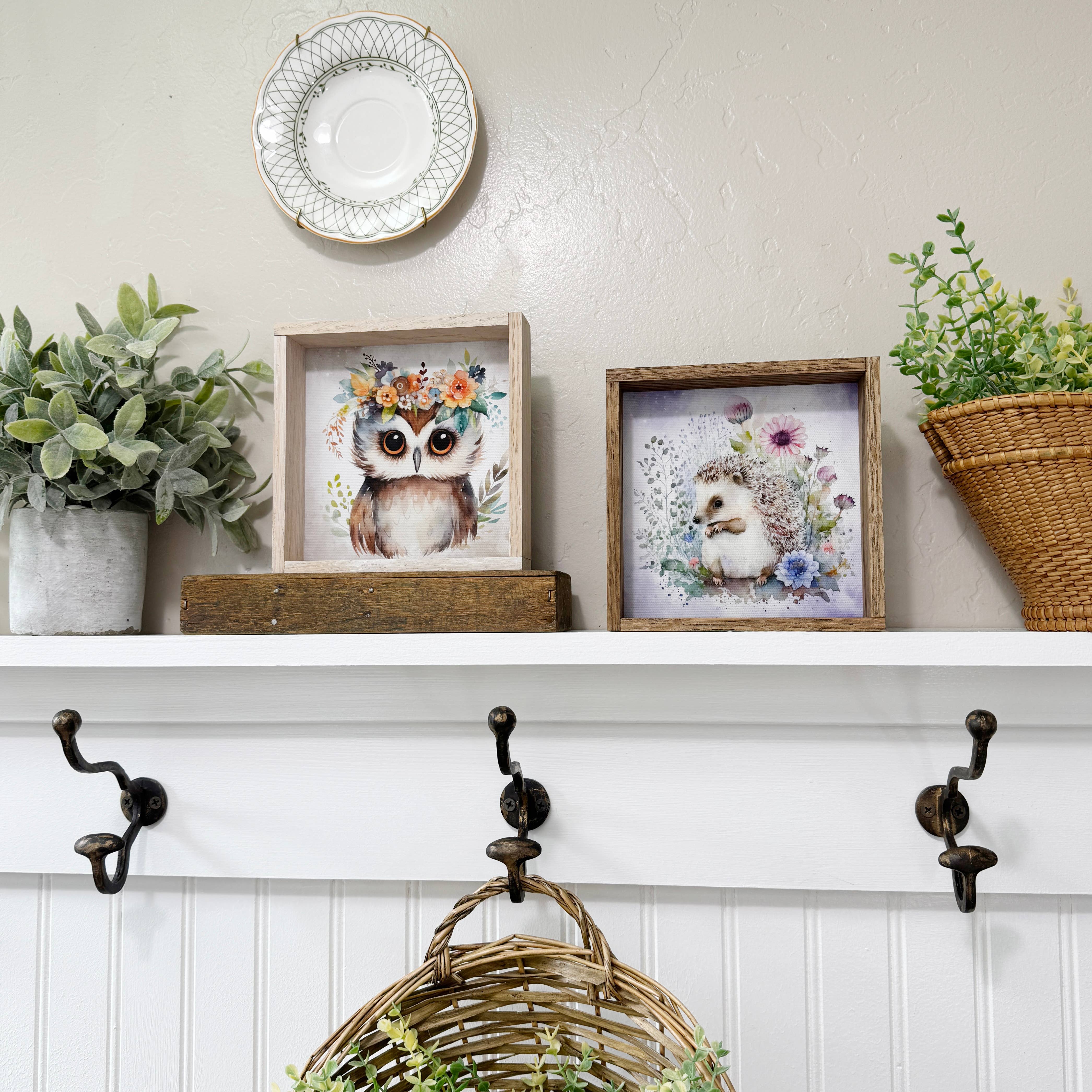 Hangout Home – Impressão artística por atacado – Boho Cute Owl Wall Art - Arte em Tela de Berçário - Moldura em Madeira6