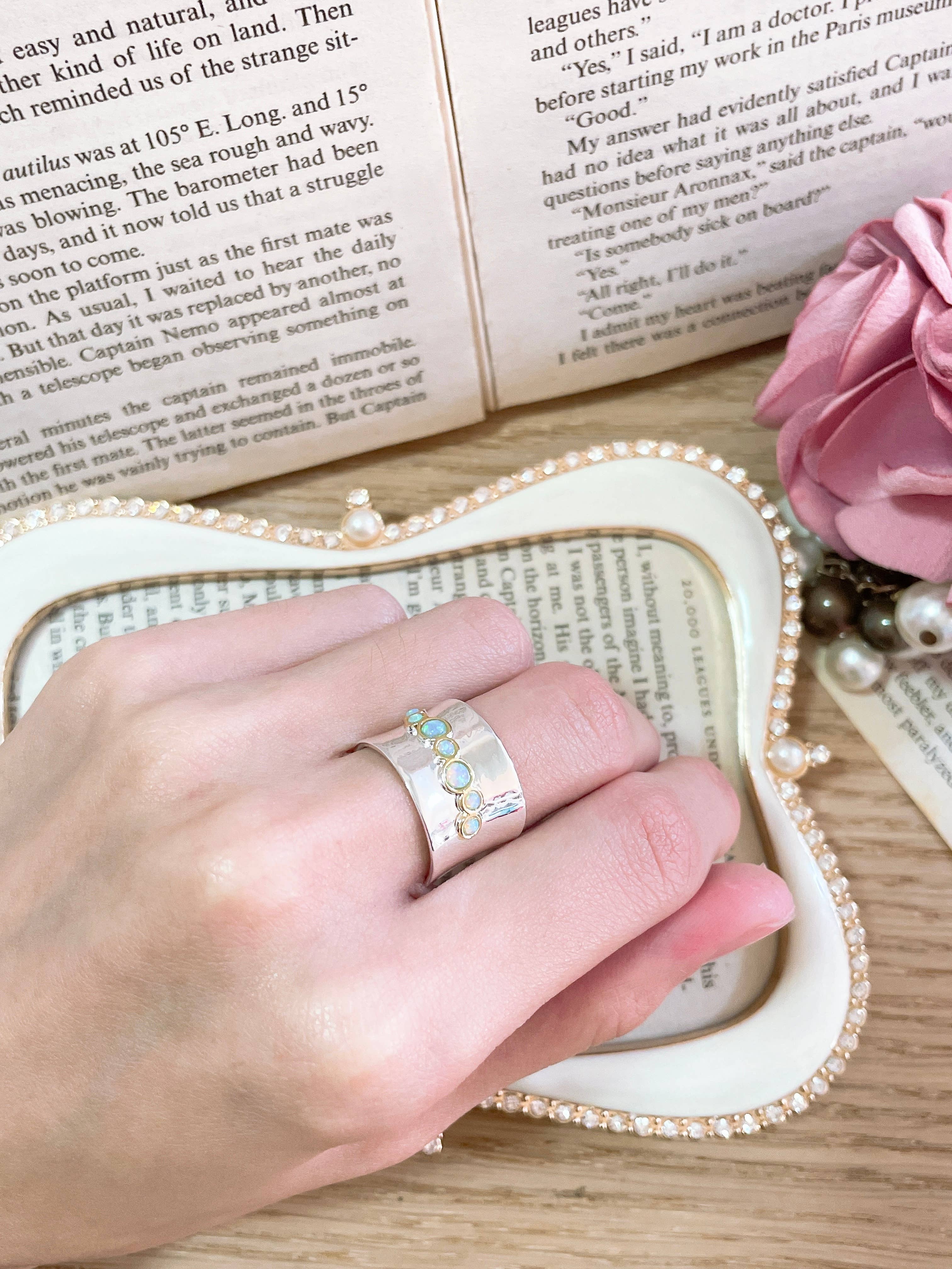 Zoey Simmons - Wholesale Multi-Stone Ring - Created Opal Band Ring - SF1