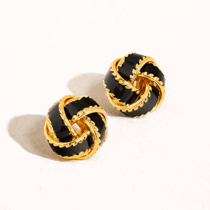 Flânerie by MAIQ - Wholesale Stud/Post Earrings - Astor 18K Gold Basket Weaved Ball Studs