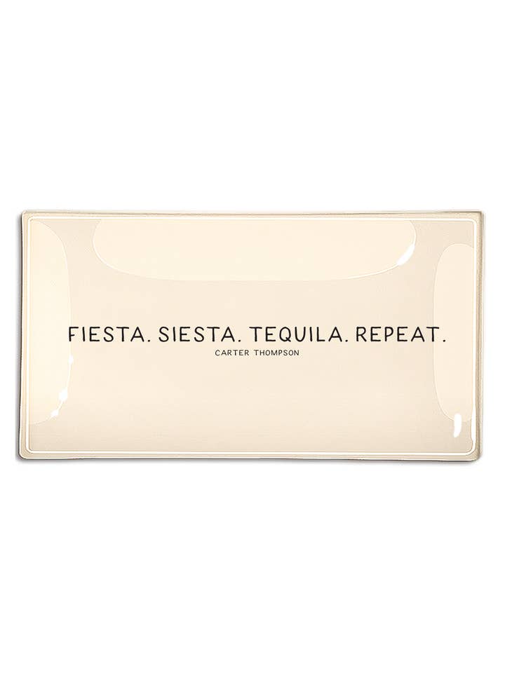 Fiesta. Siesta. Tequila. Repeat. Decoupage Glass Tray for wholesale by Ben's Garden